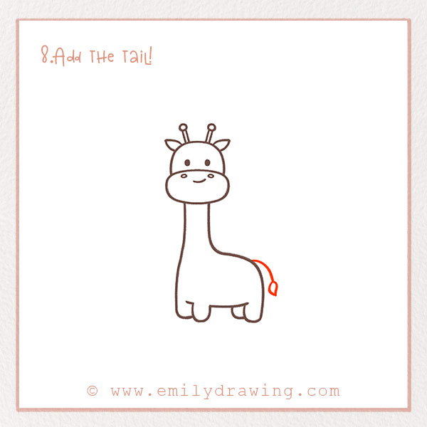 How to Draw a Giraffe - Step 8 – Add the tail!