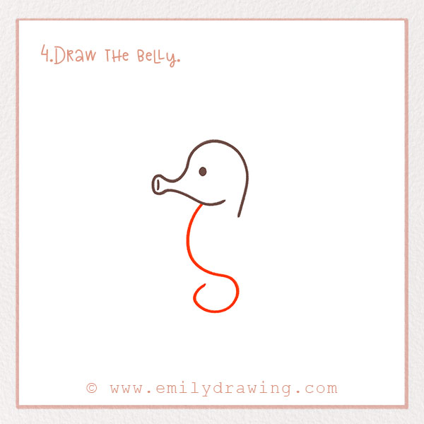 How to Draw a Seahorse - Step 4 – Draw the belly.