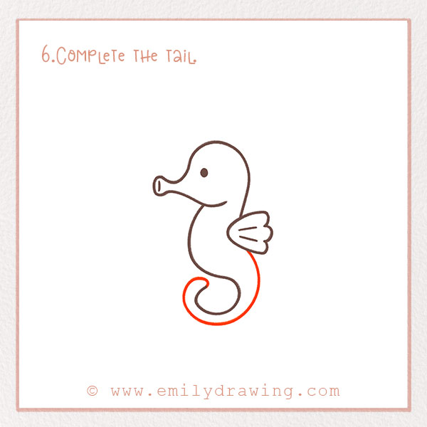 How to Draw a Seahorse - Step 6 – Complete the tail.