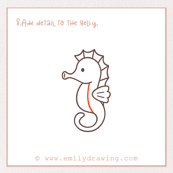 How to Draw a Seahorse - Step 8 – Add detail to the belly.