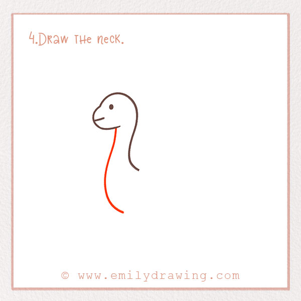 How to Draw a Dinosaur - Step 4 – Draw the neck.