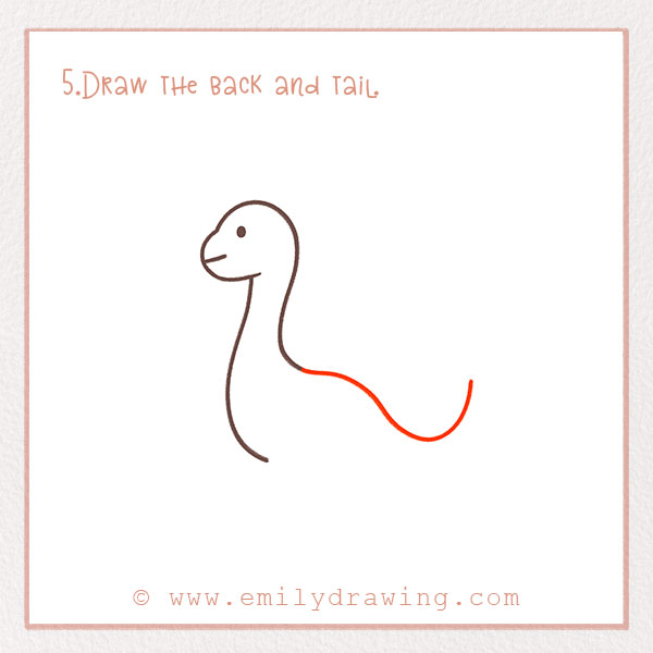 How to Draw a Dinosaur - Step 5 – Draw the back and tail.