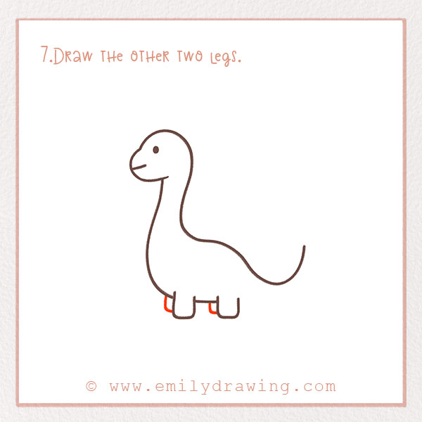 How to Draw a Dinosaur - Step 7 – Draw the other two legs.