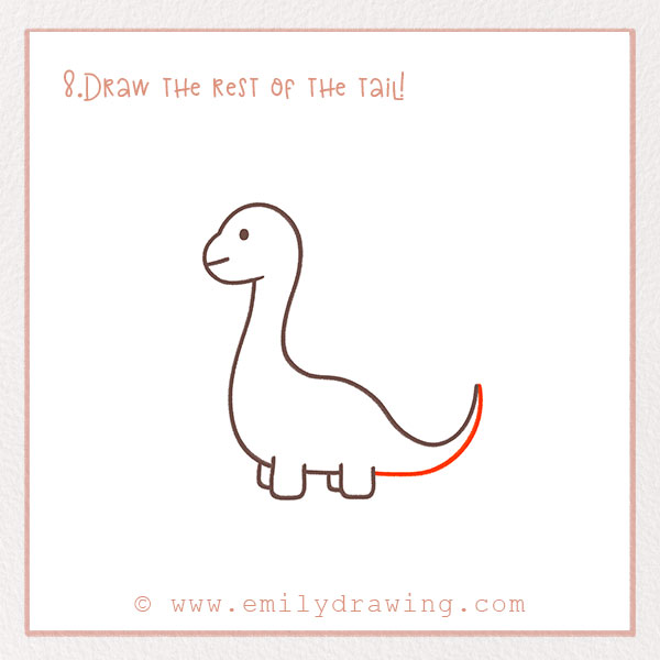 How to Draw a Dinosaur - Step 8 – Draw the rest of the tail!