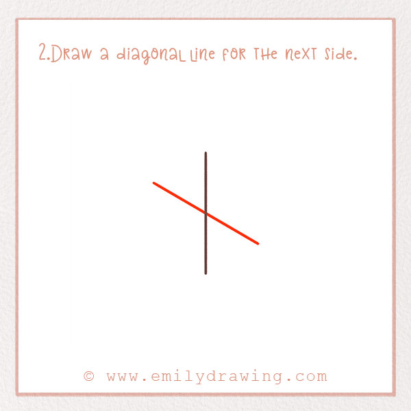 How to Draw a Snowflake - Step 2 – Draw a diagonal line for the next side.