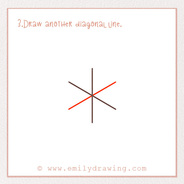 How to Draw a Snowflake - Step 3 – Draw another diagonal line.