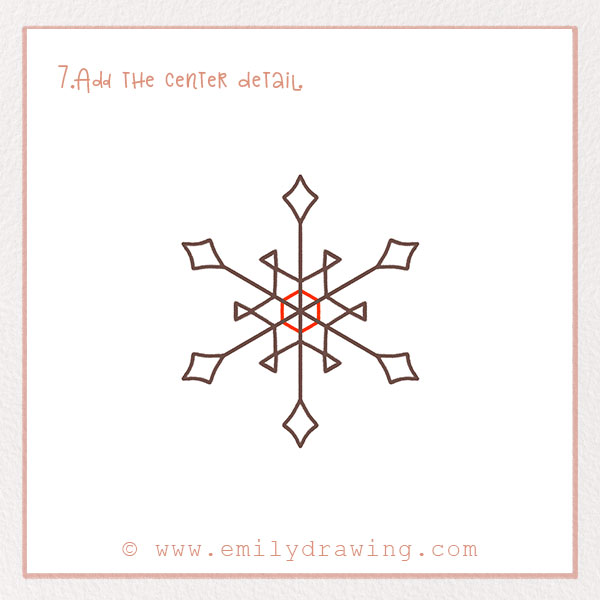 How to Draw a Snowflake - Step 7 – Add the center detail.