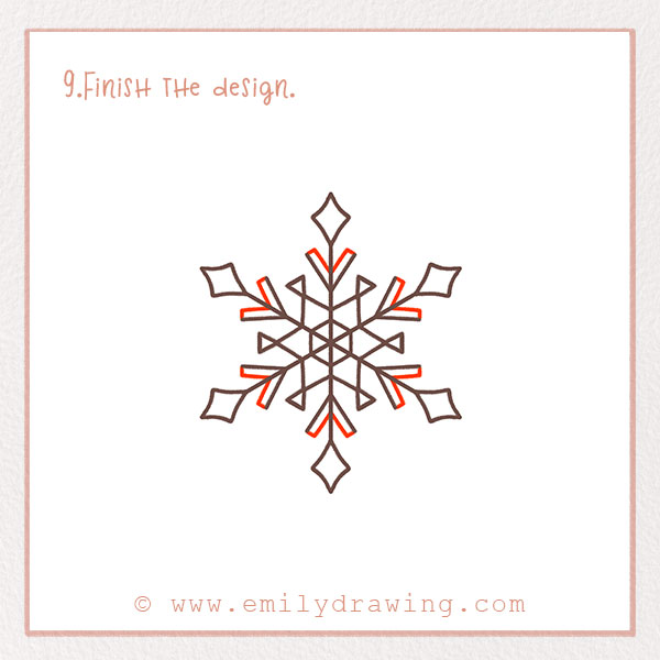 How to Draw a Snowflake - Step 9 – Finish the design.