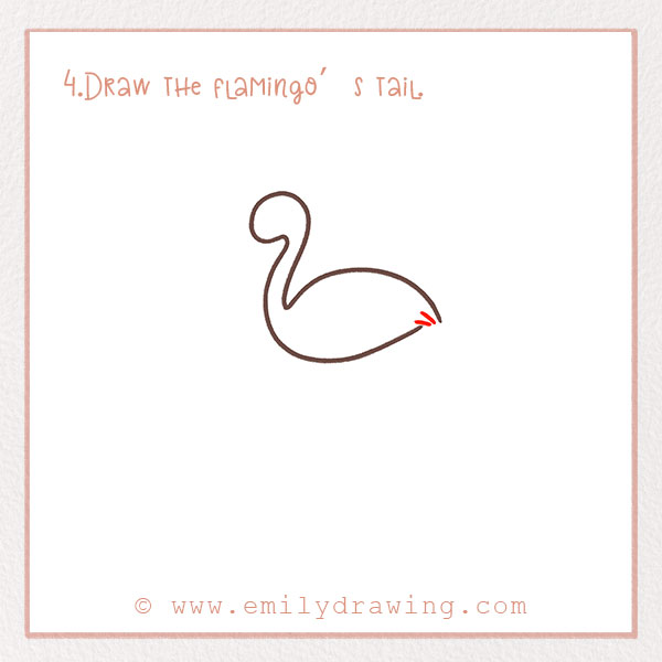 How to Draw a Flamingo - Step 4 – Draw the flamingo’s tail.