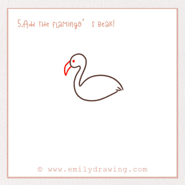 How to Draw a Flamingo - Step 5 – Add the flamingo’s beak!