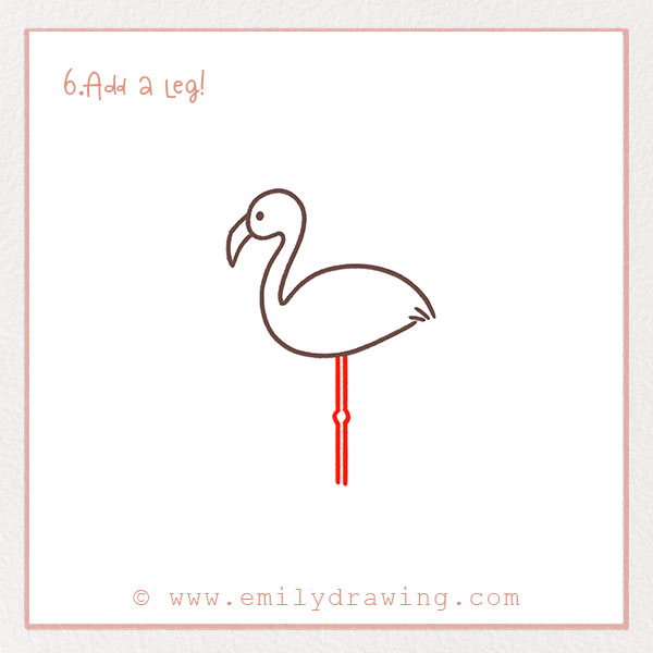 How to Draw a Flamingo - Step 6 – Add a leg!