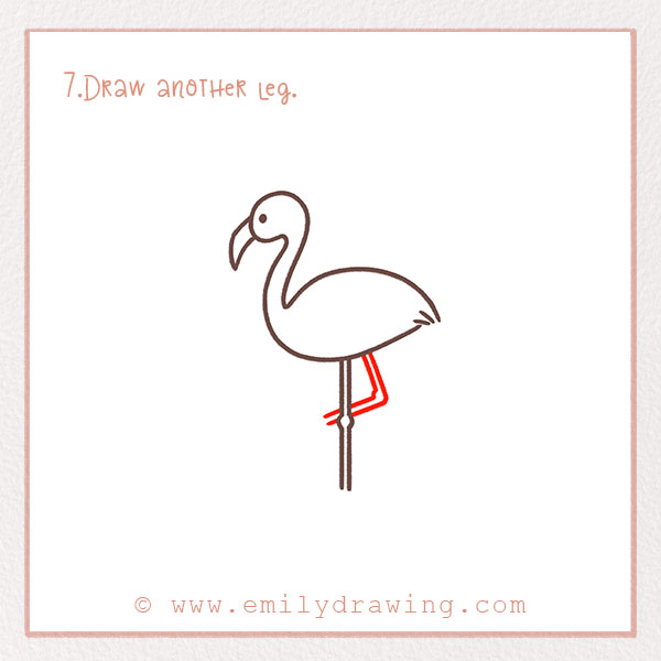 How to Draw a Flamingo - Step 7 – Draw another leg.