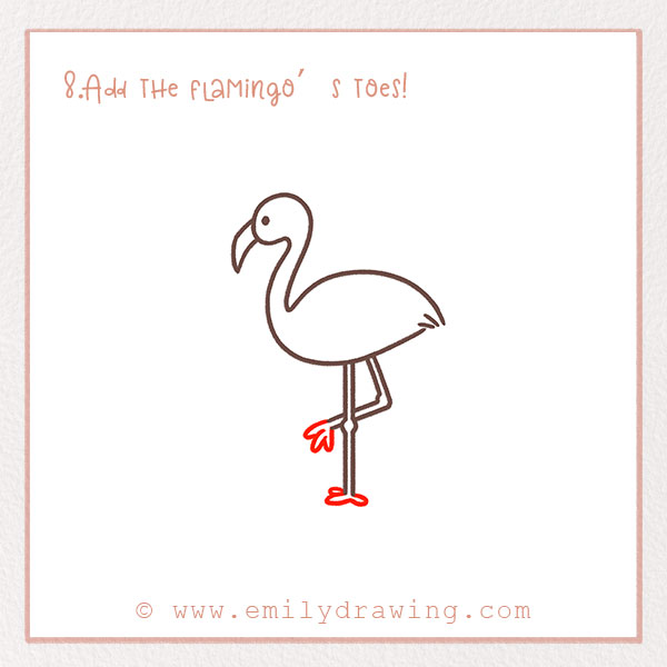 How to Draw a Flamingo - Step 8 – Add the flamingo’s toes!