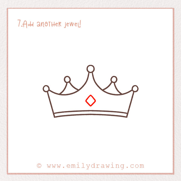 How to Draw a Crown - Step 7 -  Add another jewel!