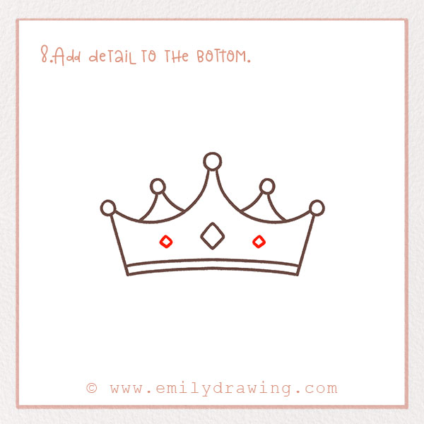 How to Draw a Crown - Step 8 - Add detail to the bottom.