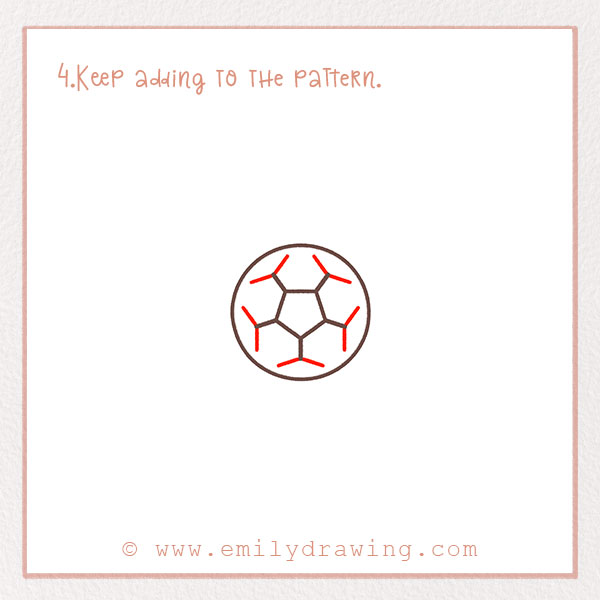 How to Draw a Football - Step 4 – Keep adding to the pattern.