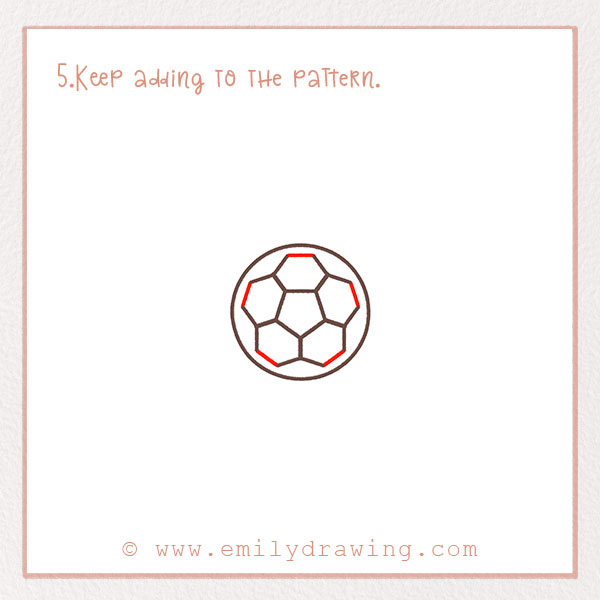 How to Draw a Football - Step 5 – Keep adding to the pattern.