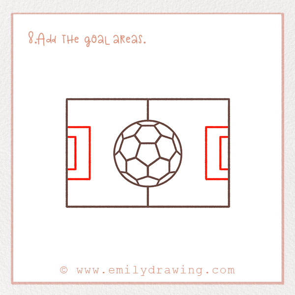 How to Draw a Football - Step 8 – Add the goal areas.