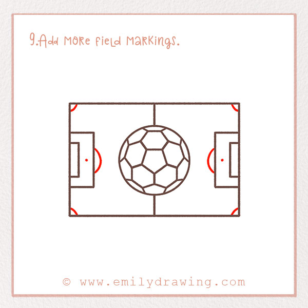 How to Draw a Football - Step 9 – Add more field markings.