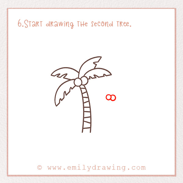 How to Draw a Palm Tree - Step 6 – Start drawing the second tree.