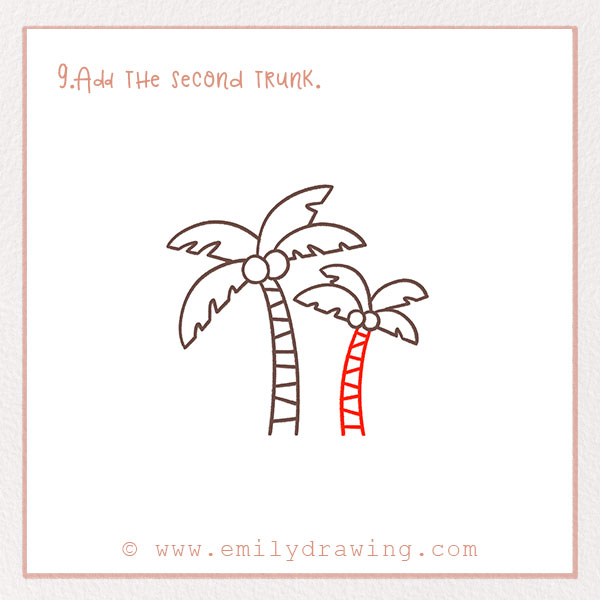 How to Draw a Palm Tree - Step 9 – Add the second trunk.