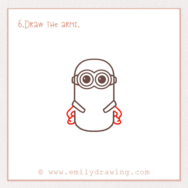 How to Draw a Minion - Step 6 – Draw the arms.