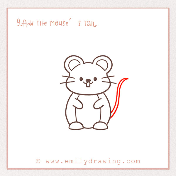 How to Draw a Mouse - Step 9 – Add the mouse’s tail.