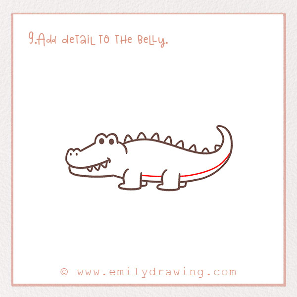 How to Draw an Alligator - Step 9 – Add detail to the belly.