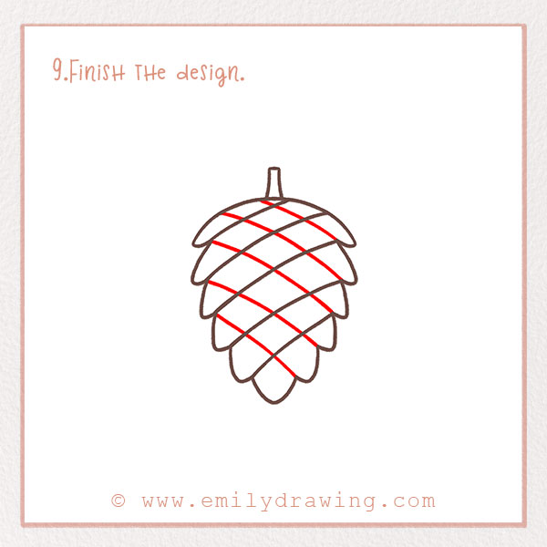 How to Draw a Pine cone - Step 9 – Finish the design.