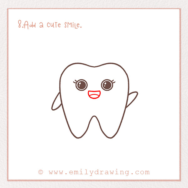 How to Draw a Tooth - Step 8 – Add a cute smile.