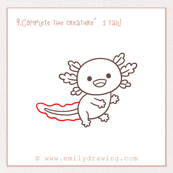 How to Draw an Axolotl - Step 9 – Complete the creature’s tail!