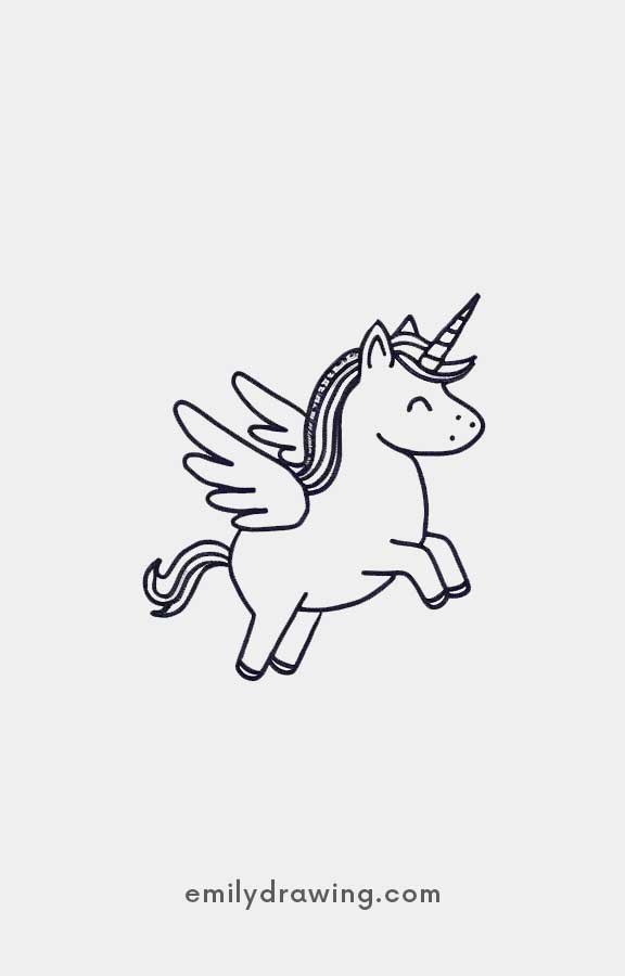 Fat unicorn flying - Easy Cute Unicorn Drawing Ideas for kids