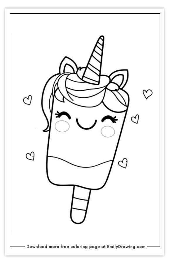 Free printable Unicorn Popsicle coloring pages with PDF files for download and printing!