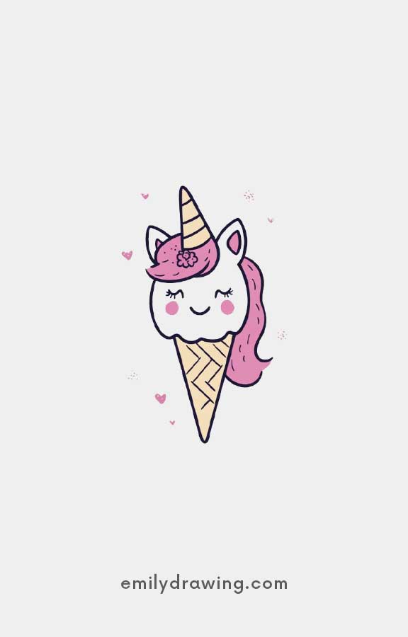 Unicorn ice cream - Easy Cute Unicorn Drawing Ideas for kids