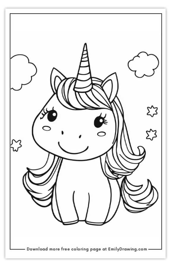 Free printable baby unicorn coloring pages with PDF files for download and printing!