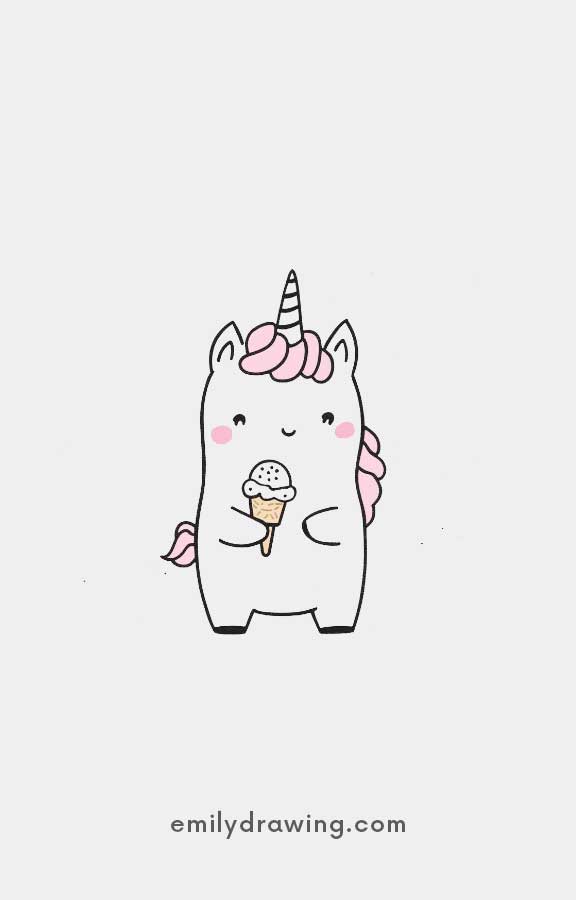 unicorn eating ice cream - Easy Cute Unicorn Drawing Ideas for kids