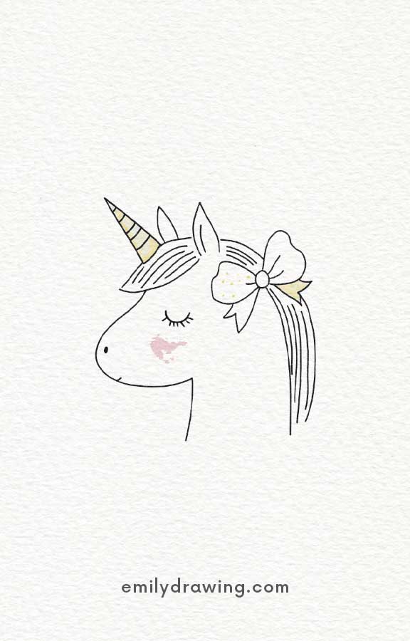 unicorn girl with a bow - Easy Cute Unicorn Drawing Ideas for kids