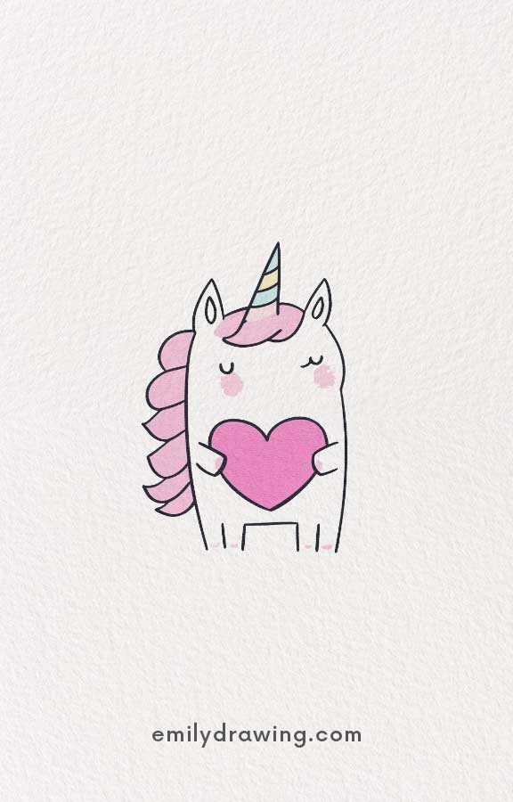 unicorn holding a heart - Easy Cute Unicorn Drawing Ideas for kids