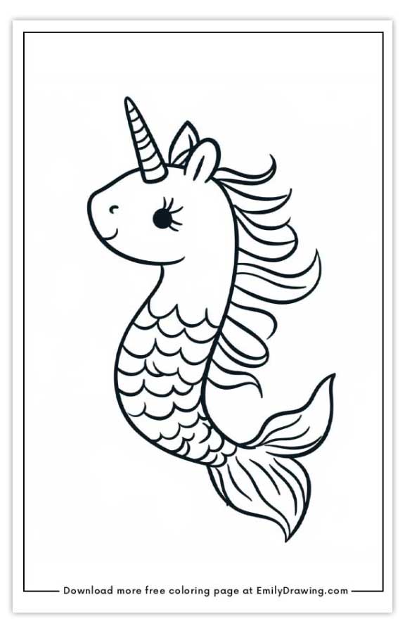 Free printable unicorn mermaid coloring pages with PDF files for download and printing!