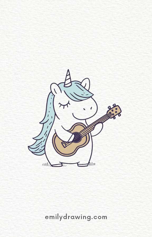 unicorn playing guitar - Easy Cute Unicorn Drawing Ideas for kids