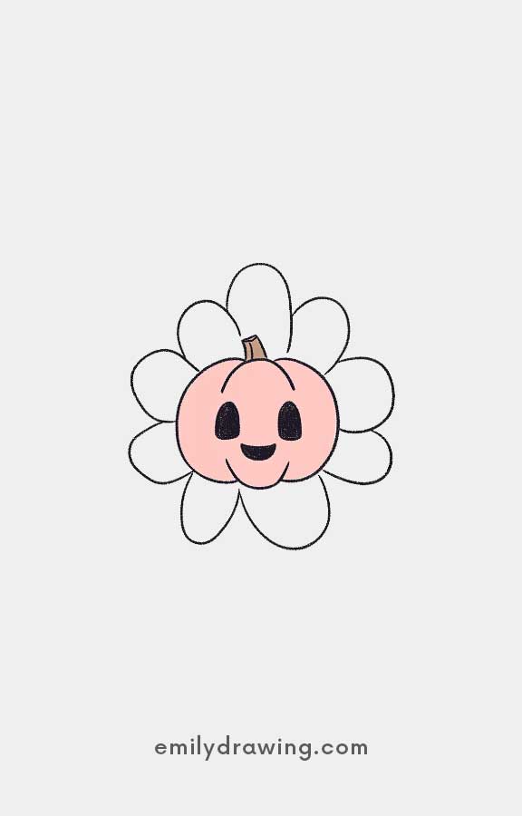 A Pumpkin flower - Easy Cute Pumpkin Drawing Ideas for kids