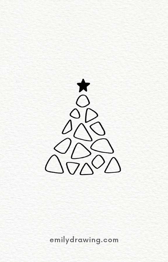 Christmas tree made of abstract triangle shapes with a star.