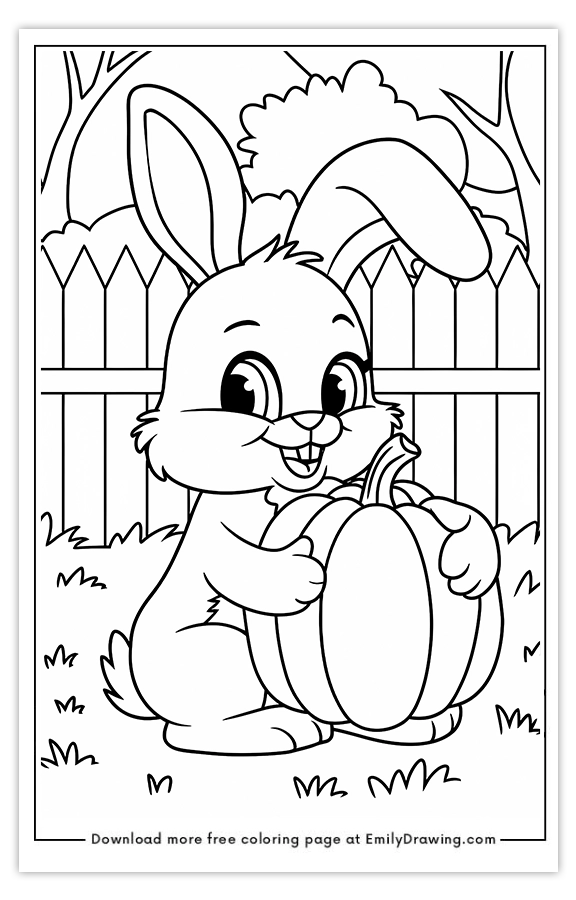 Free printable Bunny Sitting on the Grass coloring pages with PDF files for download and printing!