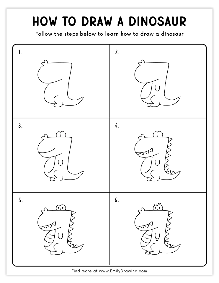 Learn to draw a fun cartoon dinosaur with spiky back and a big smile.