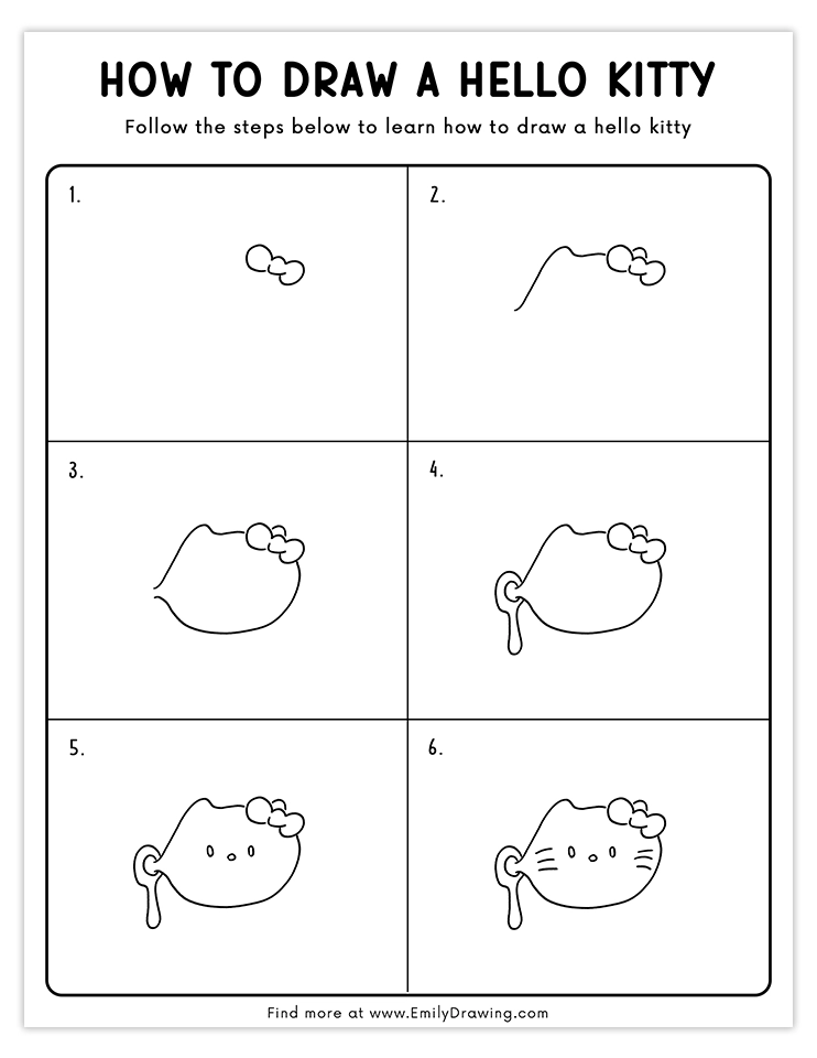 Learn to draw a simple Hello Kitty face with fun details.