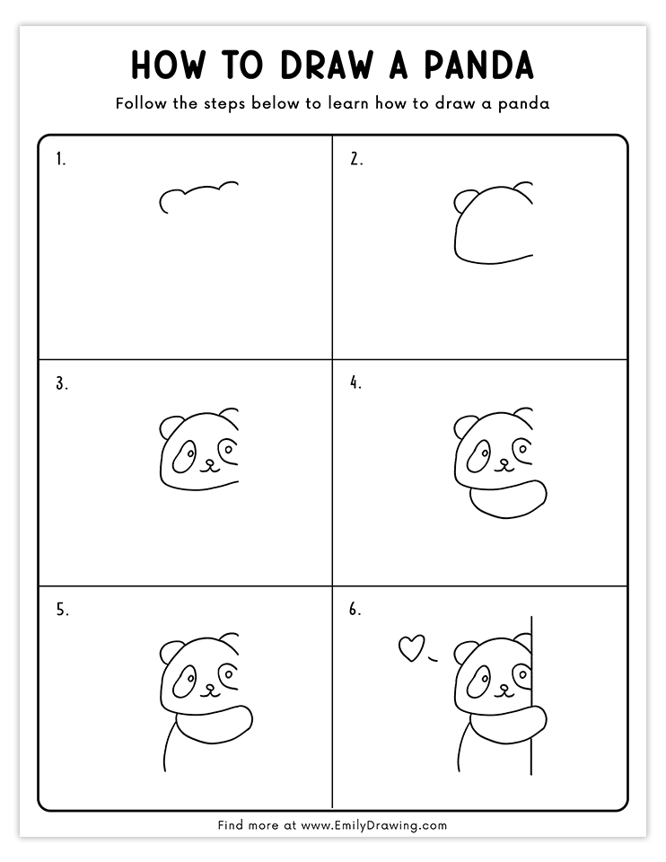 Step-by-step tutorial for drawing a panda peeking from behind a wall, ideal for kids and beginner artists.