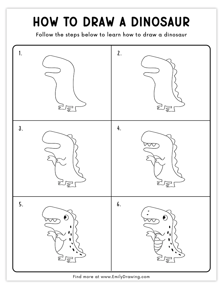 Learn how to draw a standing dinosaur with spots and sharp teeth.