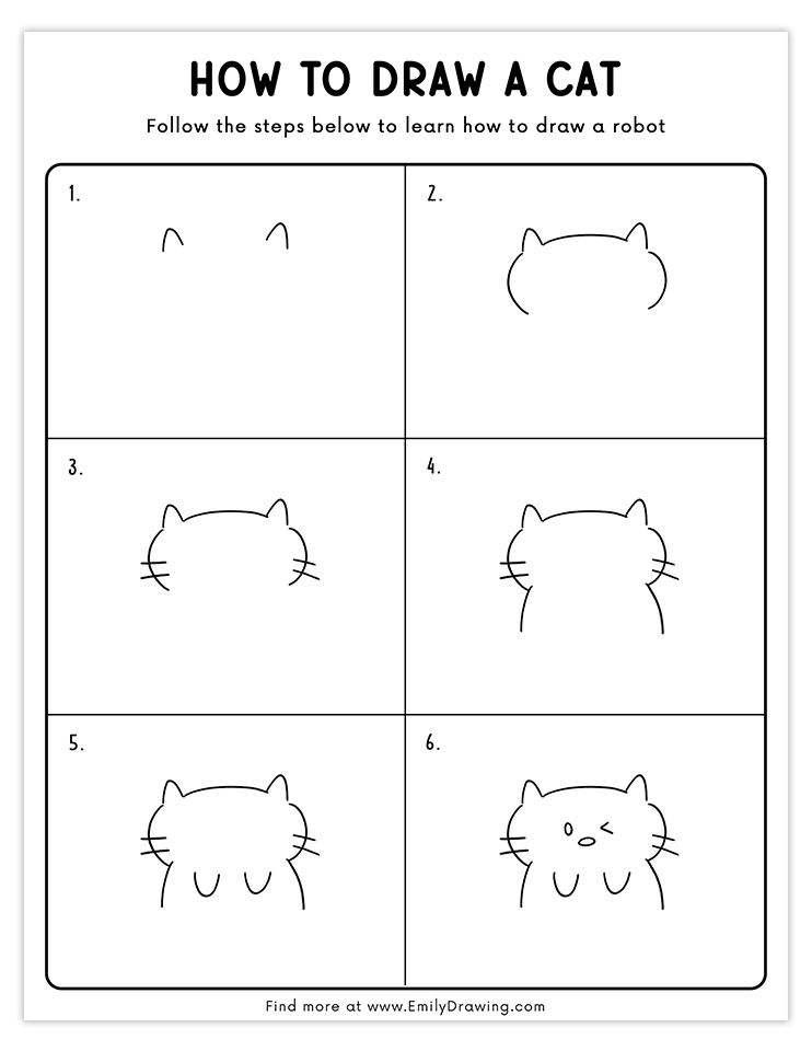 Fun and easy tutorial for drawing a cartoon cat winking with playful expressions, ideal for beginners.