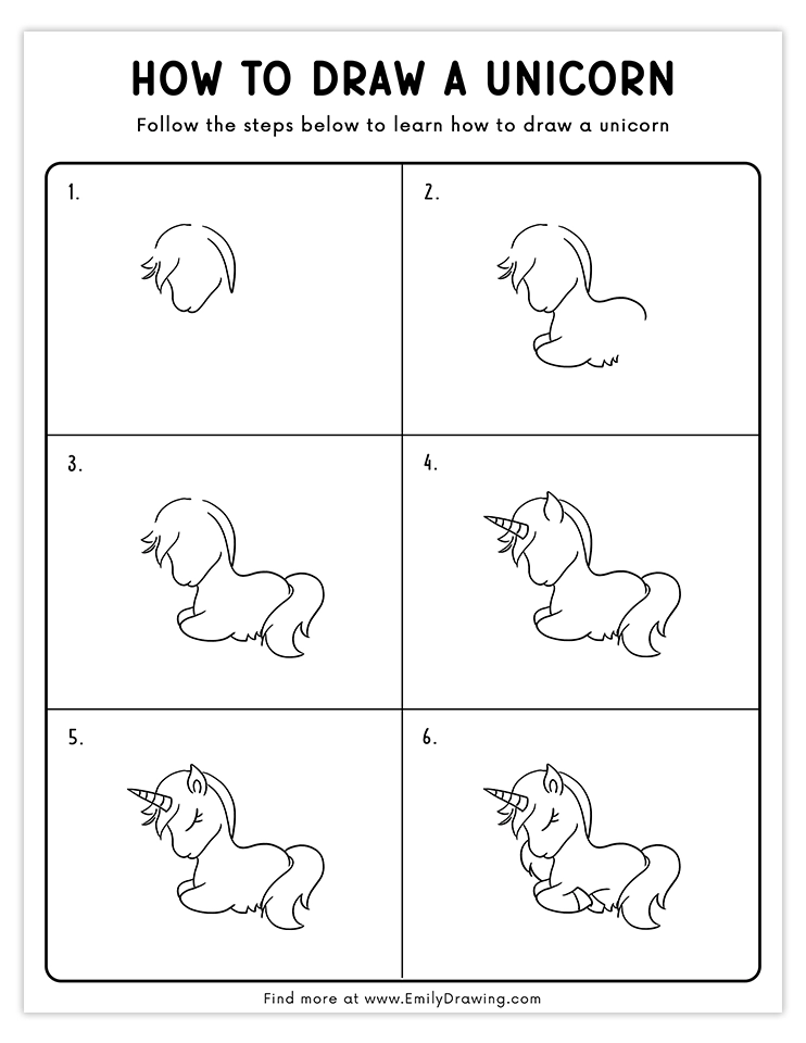 Peaceful sleeping unicorn drawing tutorial for beginners and kids.