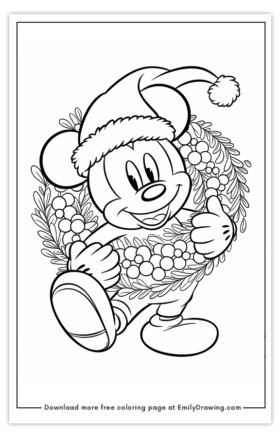 Free printable Festive Cheer with Holiday Wreath coloring pages with PDF files for download and printing!